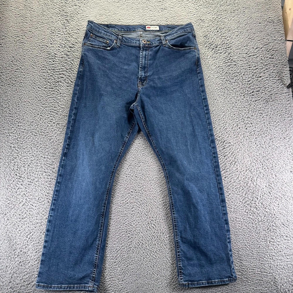 Wrangler Jeans Mens 36x30 Blue Cotton Denim Bootcut Relaxed Fit Workwear Stretch